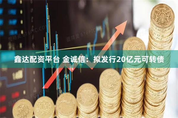 鑫达配资平台 金诚信：拟发行20亿元可转债