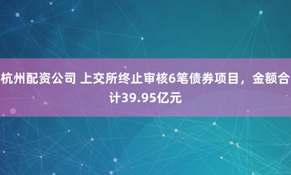 杭州配资公司 上交所终止审核6笔债券项目，金额合计39.95亿元