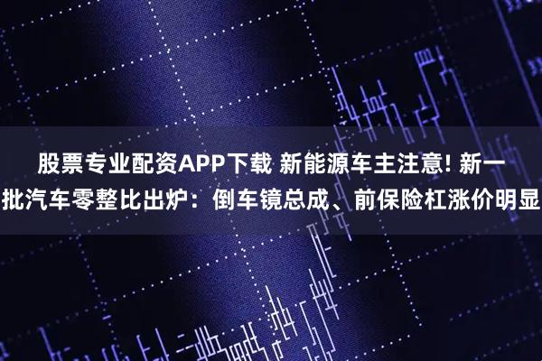 股票专业配资APP下载 新能源车主注意! 新一批汽车零整比出炉：倒车镜总成、前保险杠涨价明显