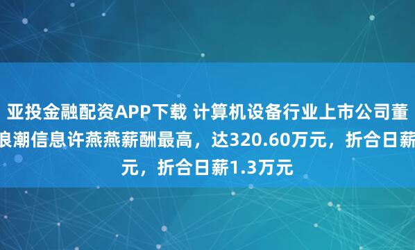 亚投金融配资APP下载 计算机设备行业上市公司董秘PK：浪潮信息许燕燕薪酬最高，达320.60万元，折合日薪1.3万元