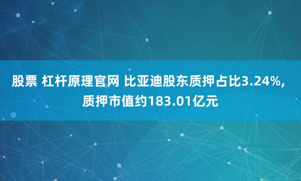 股票 杠杆原理官网 比亚迪股东质押占比3.24%, 质押市值约183.01亿元